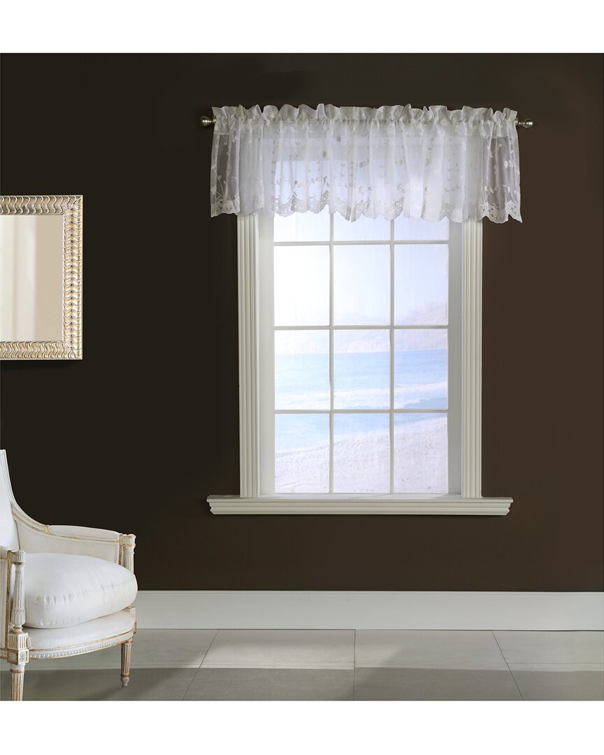 Habitat Grandeur Embroidered Sheer Valance With Scallop Detail In Cream
