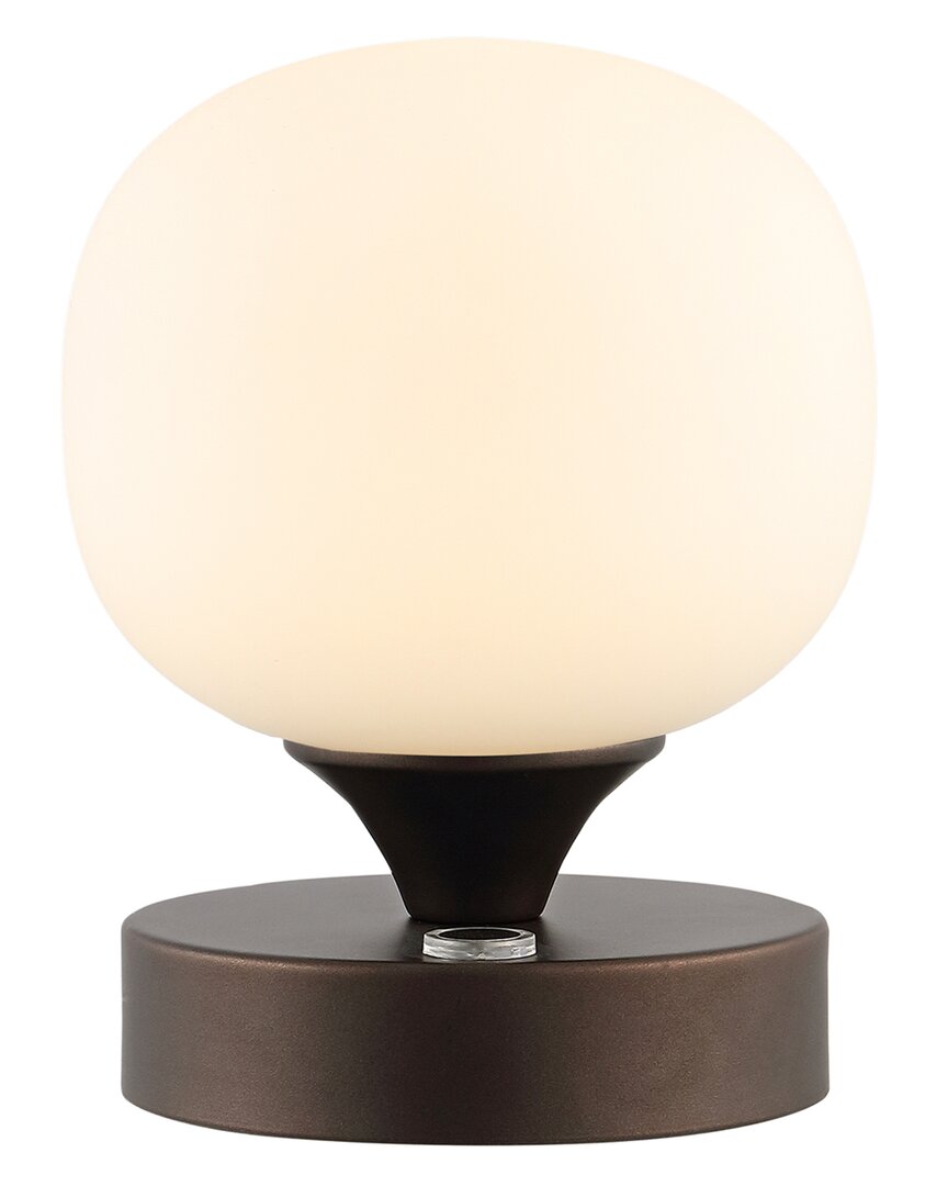 Jonathan Y Owen 6in Bohemian Farmhouse Iron Rechargeable Integrated Led Table Lamp In Bronze