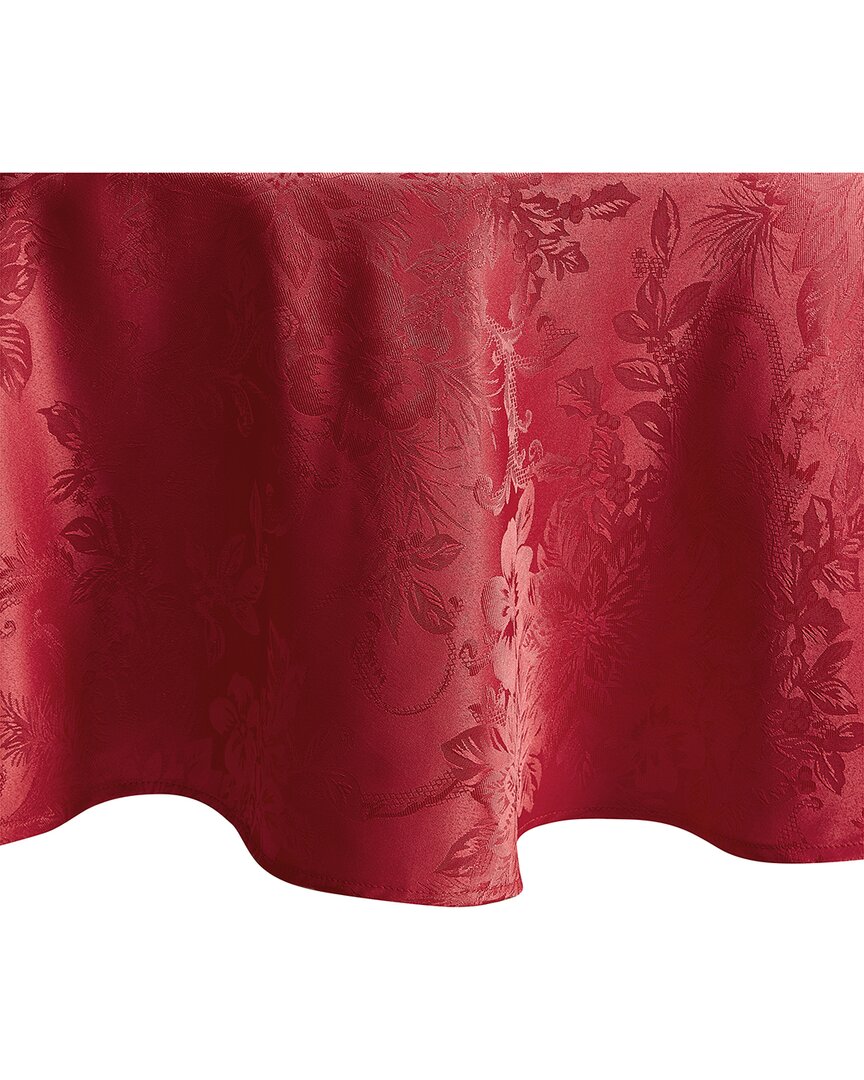 Elrene Home Fashions Poinsettia Elegance Jacquard Holiday Tablecloth -round In Red