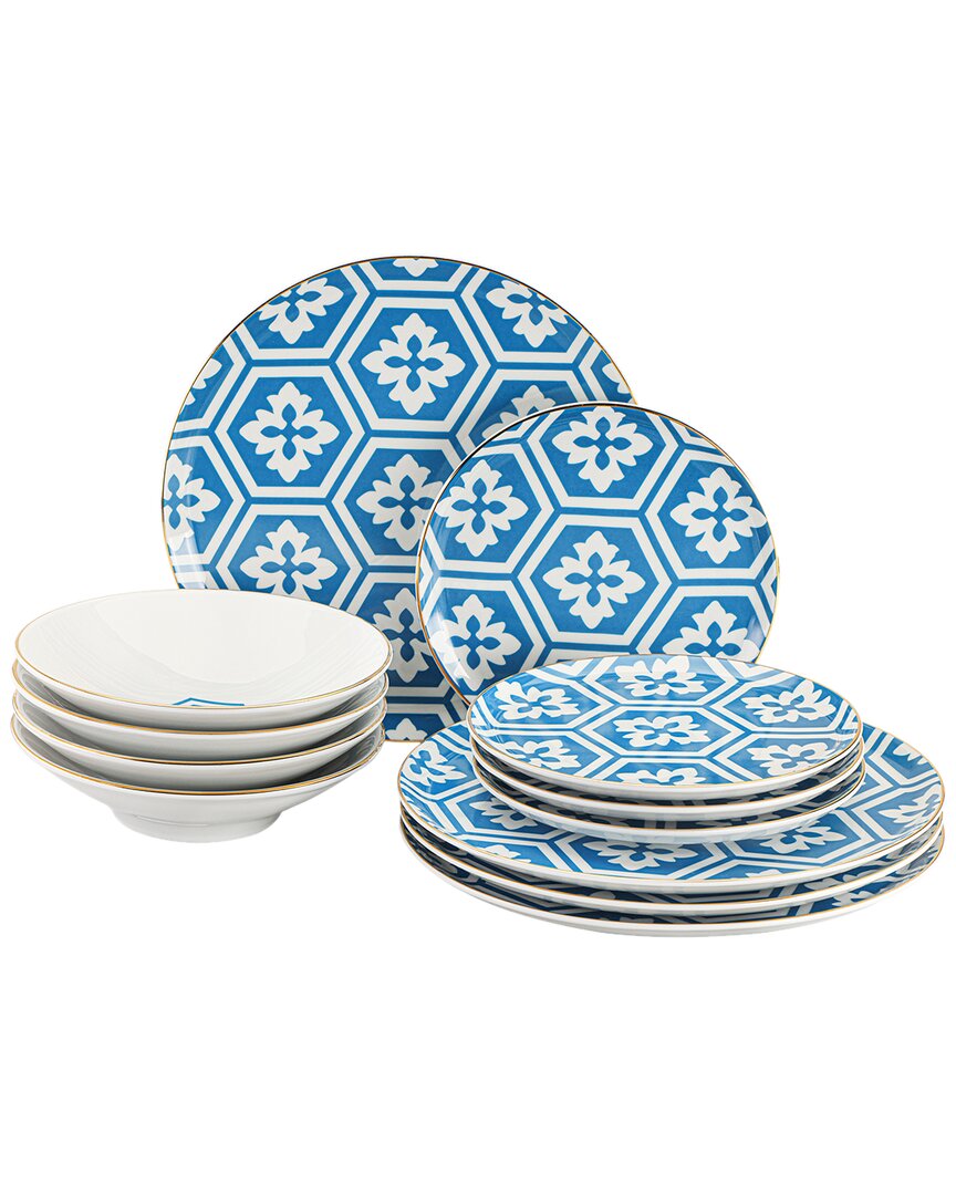 Porland Morocco 12pc Place Setting In Blue