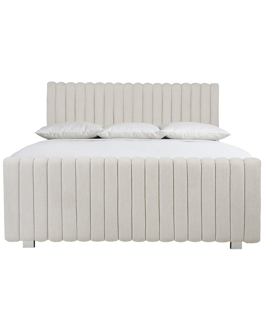 Bernhardt Silhouette Channel Upholstered Panel Bed In Silver