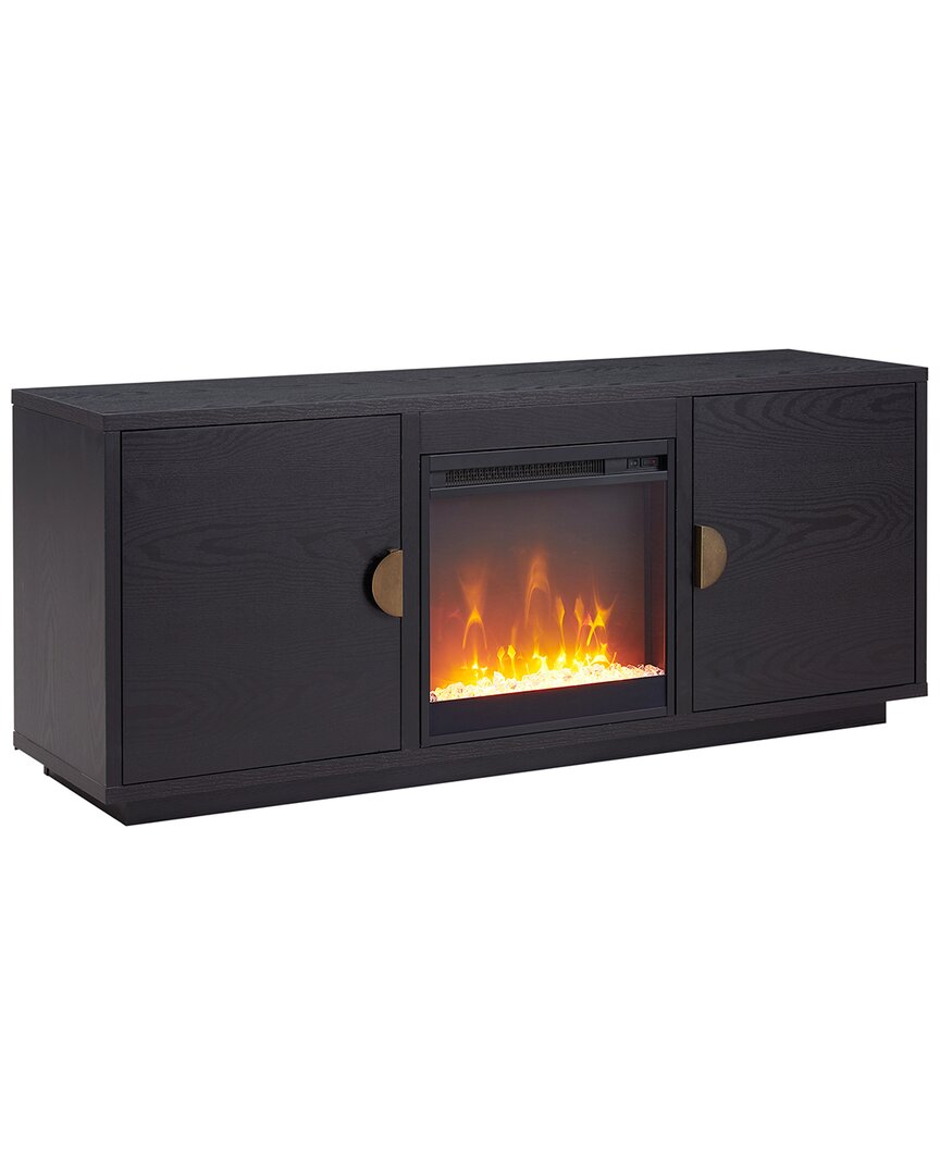 Abraham + Ivy Dakota Rectangular Tv Stand With Crystal Fireplace For Tvs Up To 65in In Black