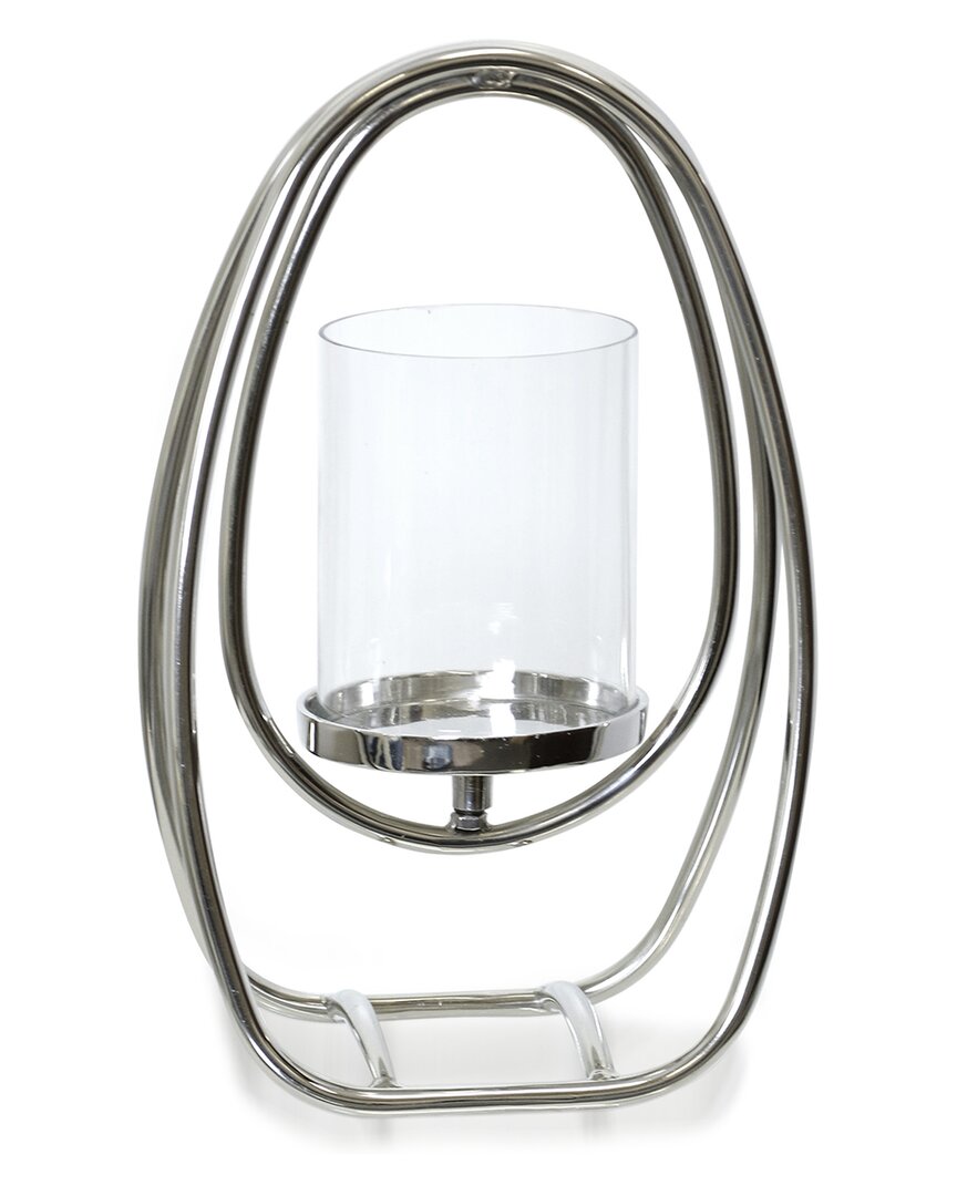 Stylecraft Laurent Steel Metal And Clear Glass 1-light Hurricane In Silver