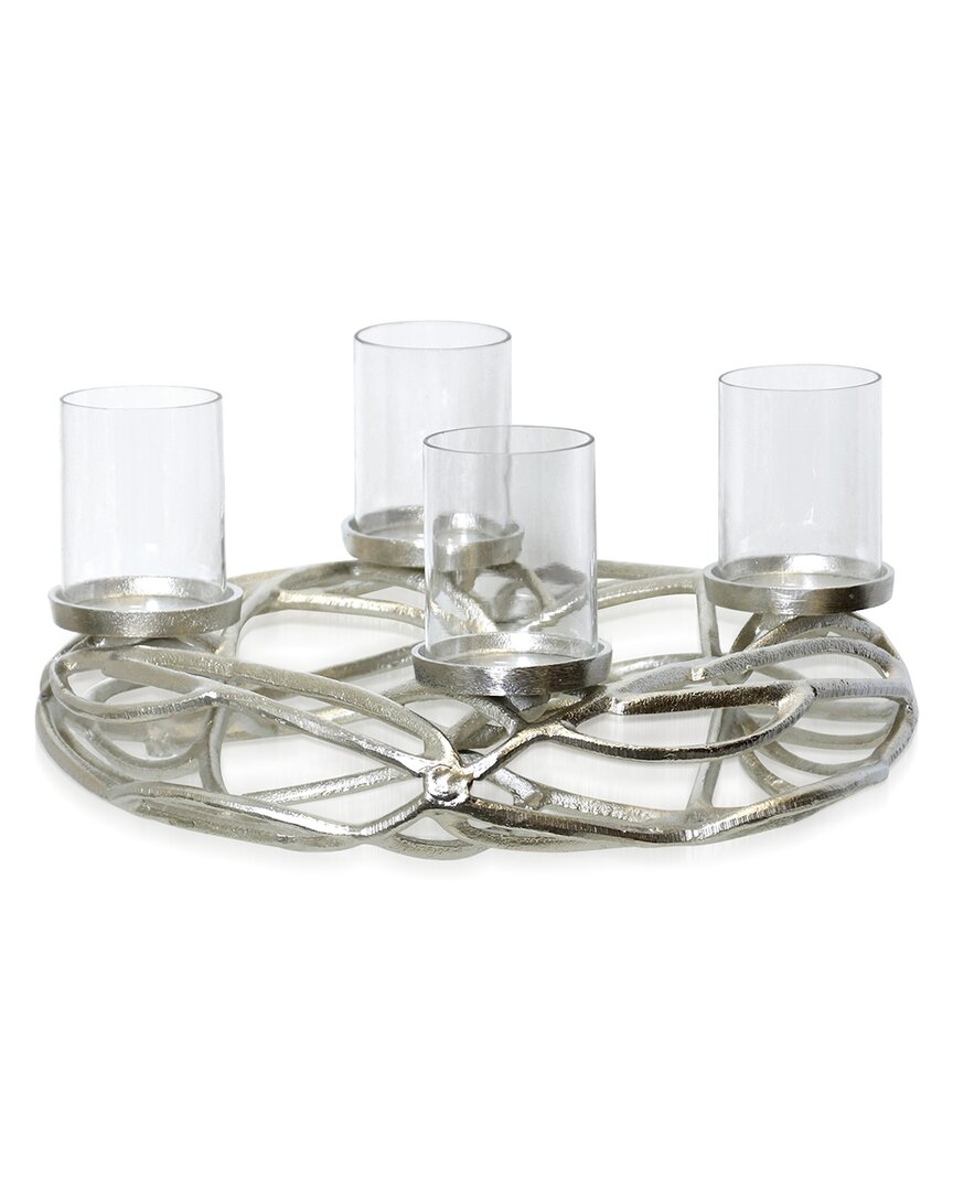Stylecraft Laurent Aluminum And Clear Glass 4-light Wrea In Silver