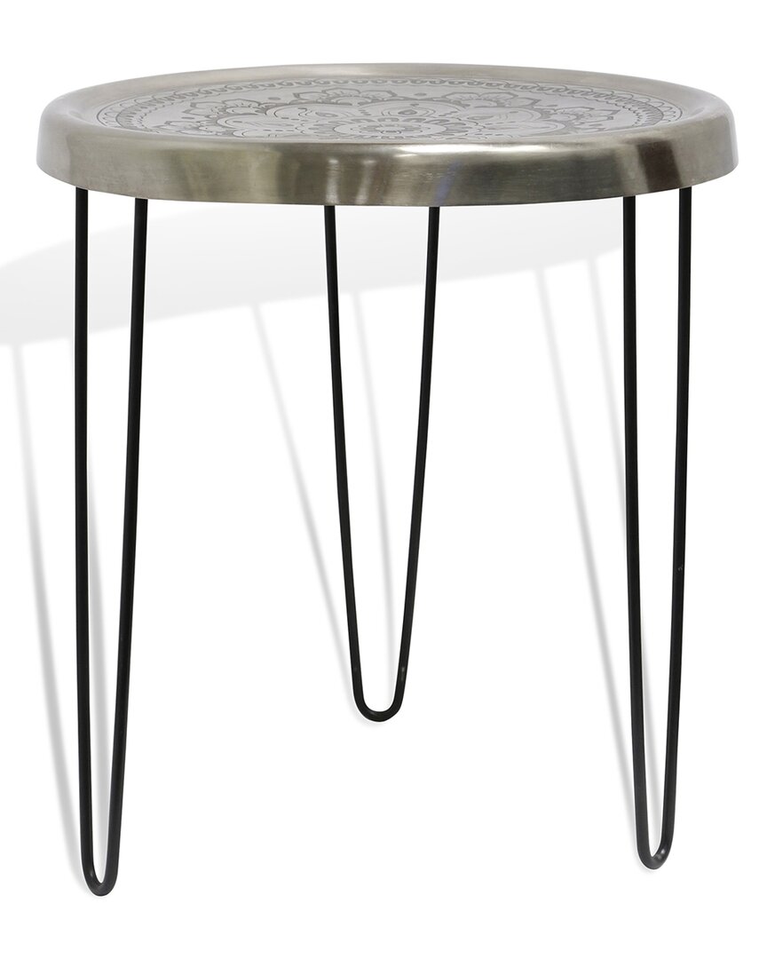 Stylecraft Logan Round Metal Side Accent Table In Silver