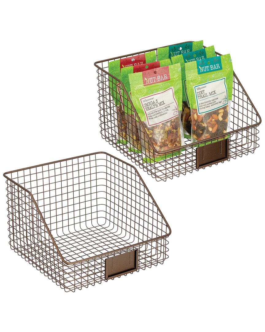 M DESIGN M DESIGN SET OF 2 SLANTED WIRE BASKET WITH TAG HOLDER 