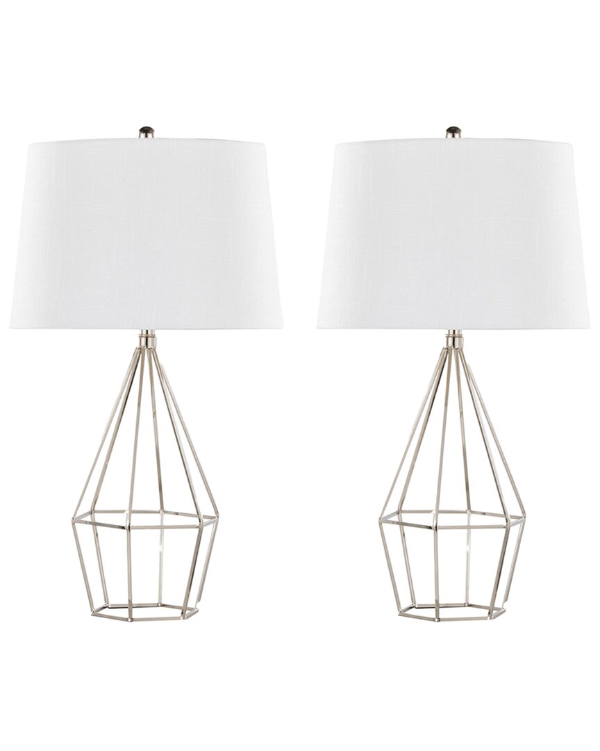 LUMISOURCE LUMISOURCE SET OF 2 GEOME 27IN CONTEMPORARY TABLE LAMPS WITH GRANDVIEW GALLERY LINEN SHADE