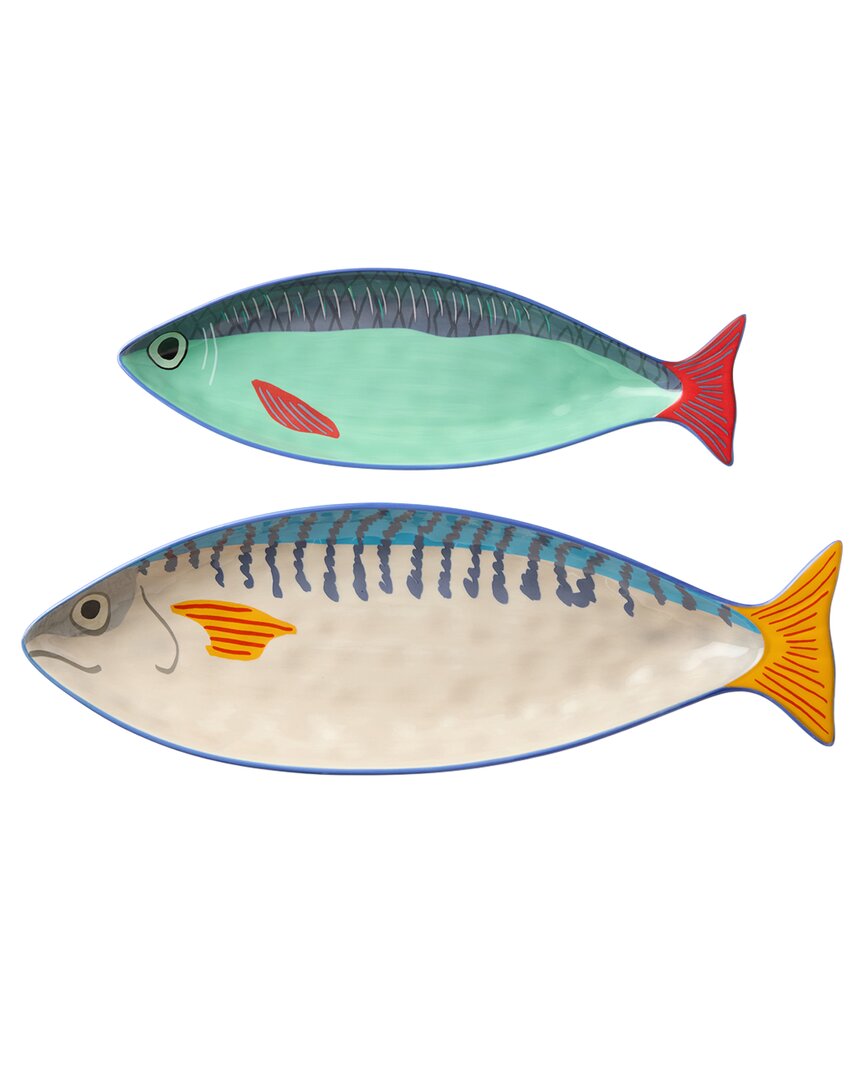 Certified International Something Fishy 3d 2pc Fish Platter Set