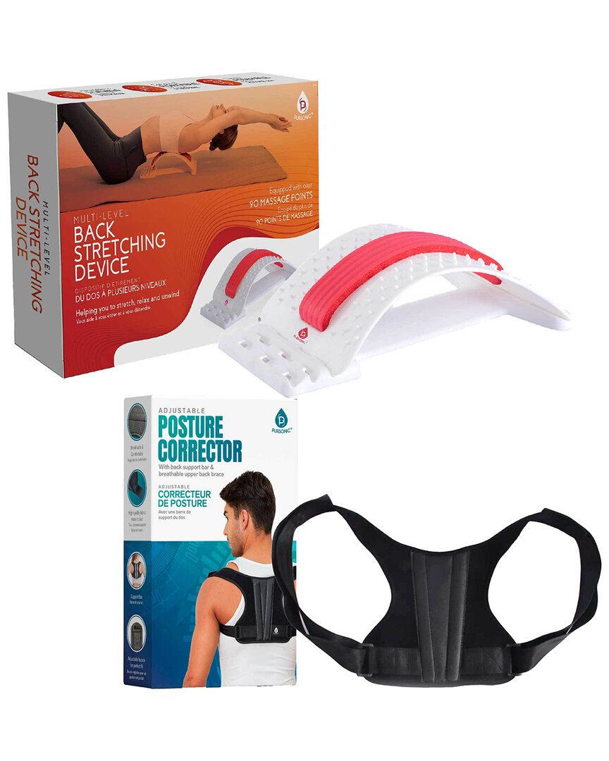 Pursonic Back Health Essentials Kit: Multi-level Stretch & Posture Perfection In Black