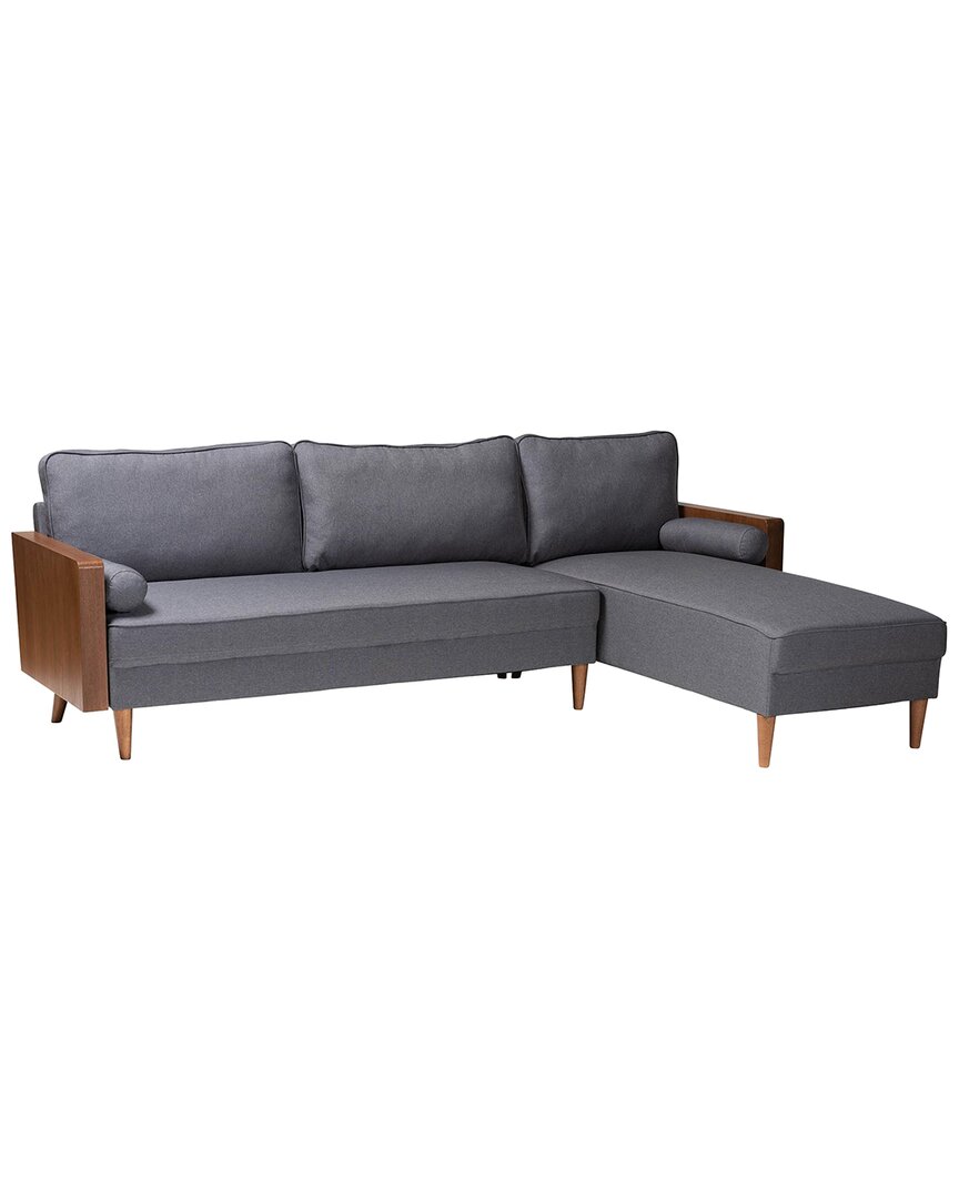 Baxton Studio Harleson Mid-century Modern Fabric & Wood Right Facing Sectional Sofa In Grey