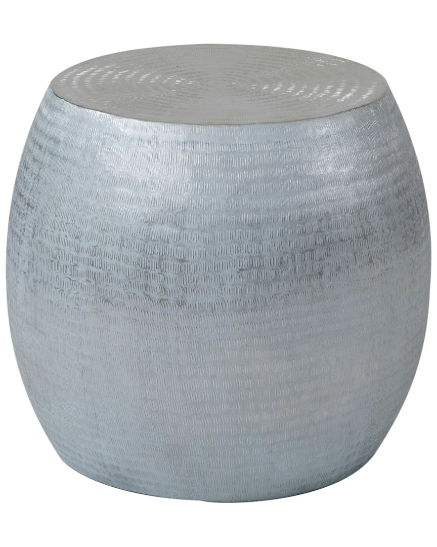 East At Main Melrose Silver Aluminum Round Accent Table