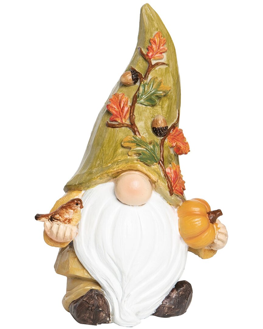 Transpac Resin 8.25in Multicolored Harvest Fall Leaves Gnome Figurine In Green