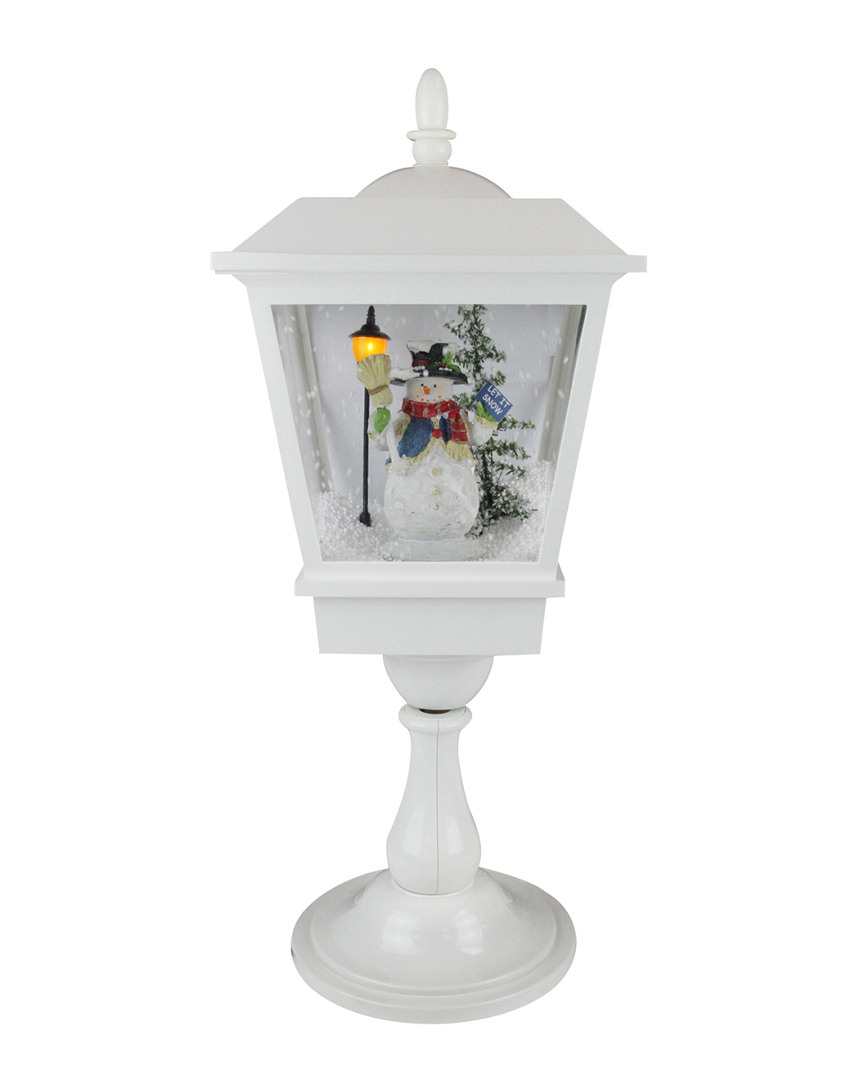 Northlight Lighted Musical Snowman Snowing Table Top Christmas Street Lamp