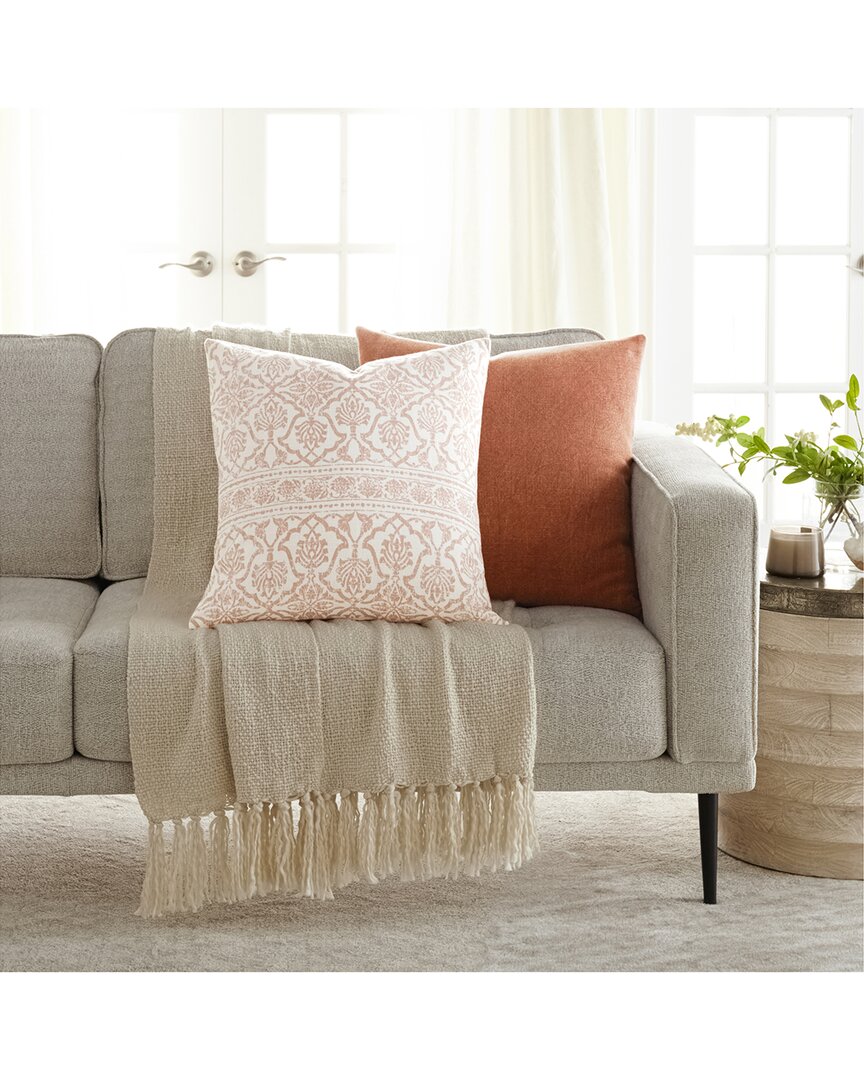 Home Collection Pack Of 2 Antique Floral Throw Pillows In Orange
