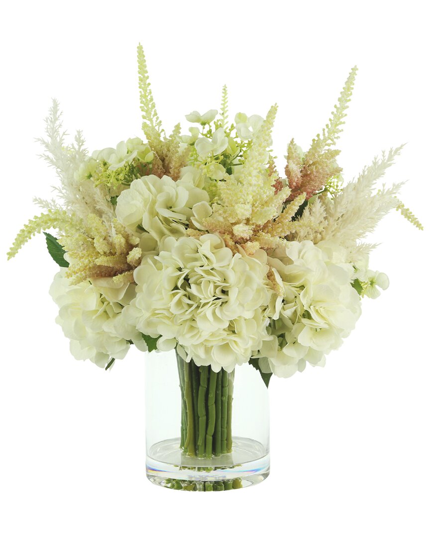 Creative Displays White Hydrangea & Pampas Floral Arrangement In Glass Vase
