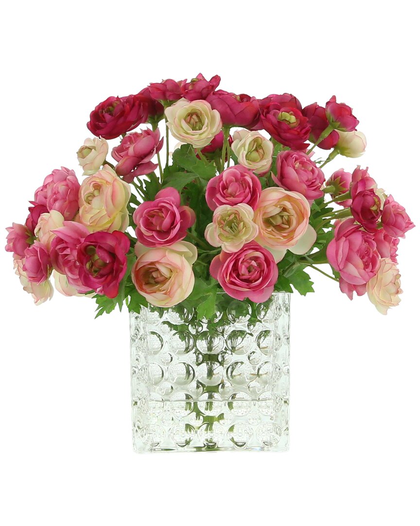 Creative Displays Pink Ranunculus Arrangement In Glass Cube Vase