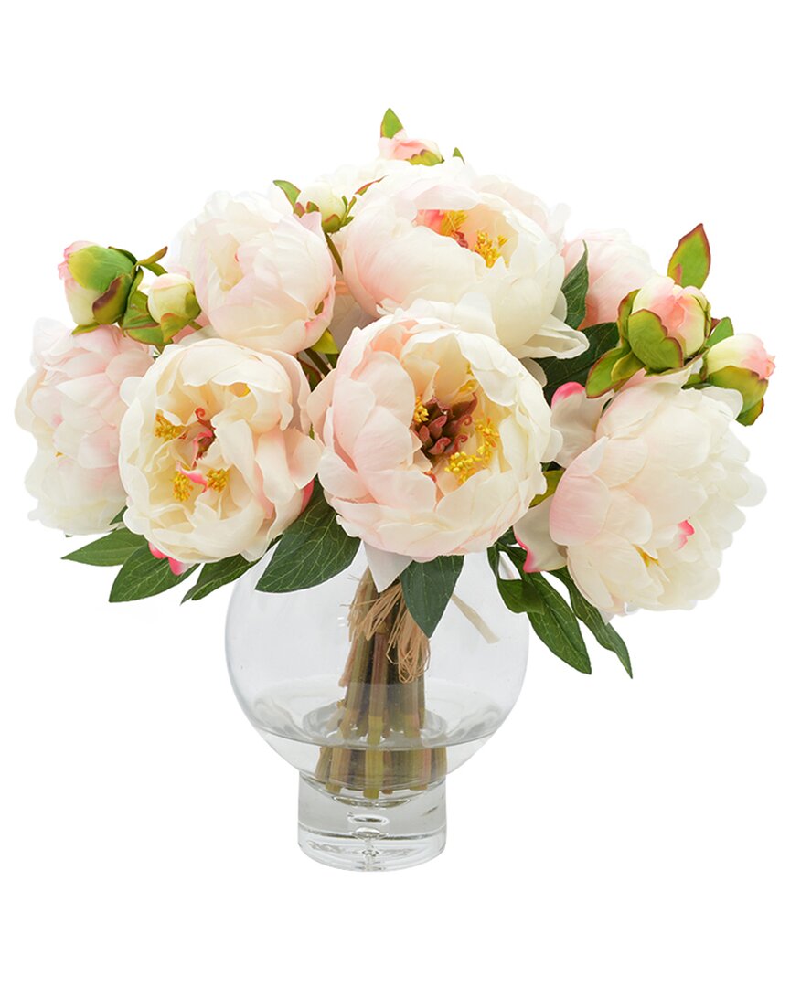 Creative Displays Cream Peony Bouquet In Round Glass Vase