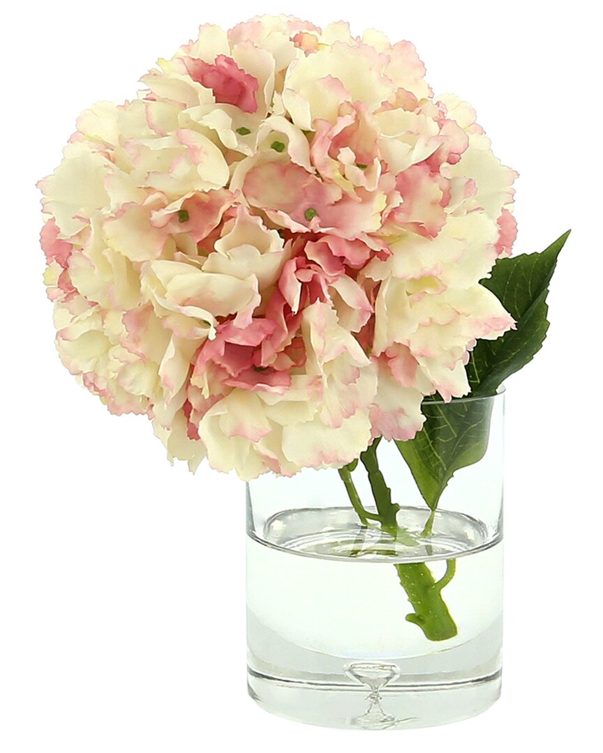 Creative Displays Pink Hydrangea Florals Arranged In Glass Vase With Bubble