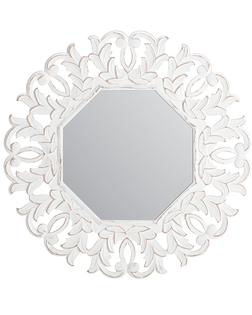 Fetco Tull White Carved Octagonal Mirror