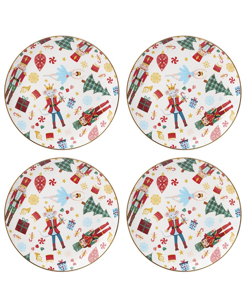 Lenox Set Of 4 Nutcracker Ballet Accent Plates In Multi