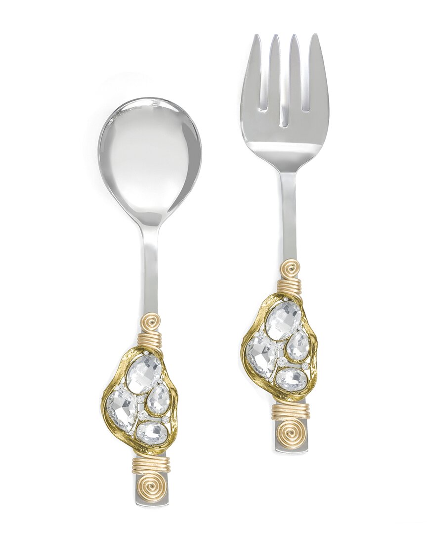 Tiramisu Cumulus Crystal Salad Server Set In Gold