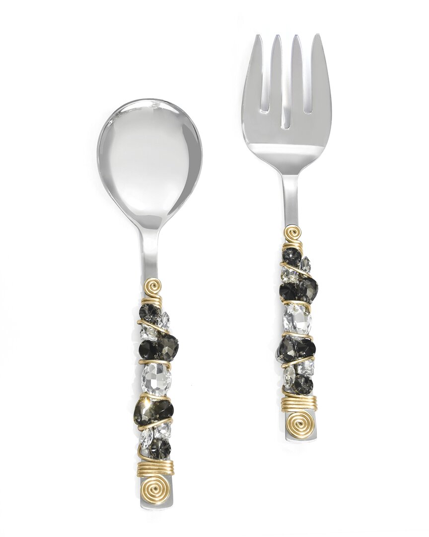 Tiramisu Embellished Radiance Constellation 2-piece Salad Serving Set In Black