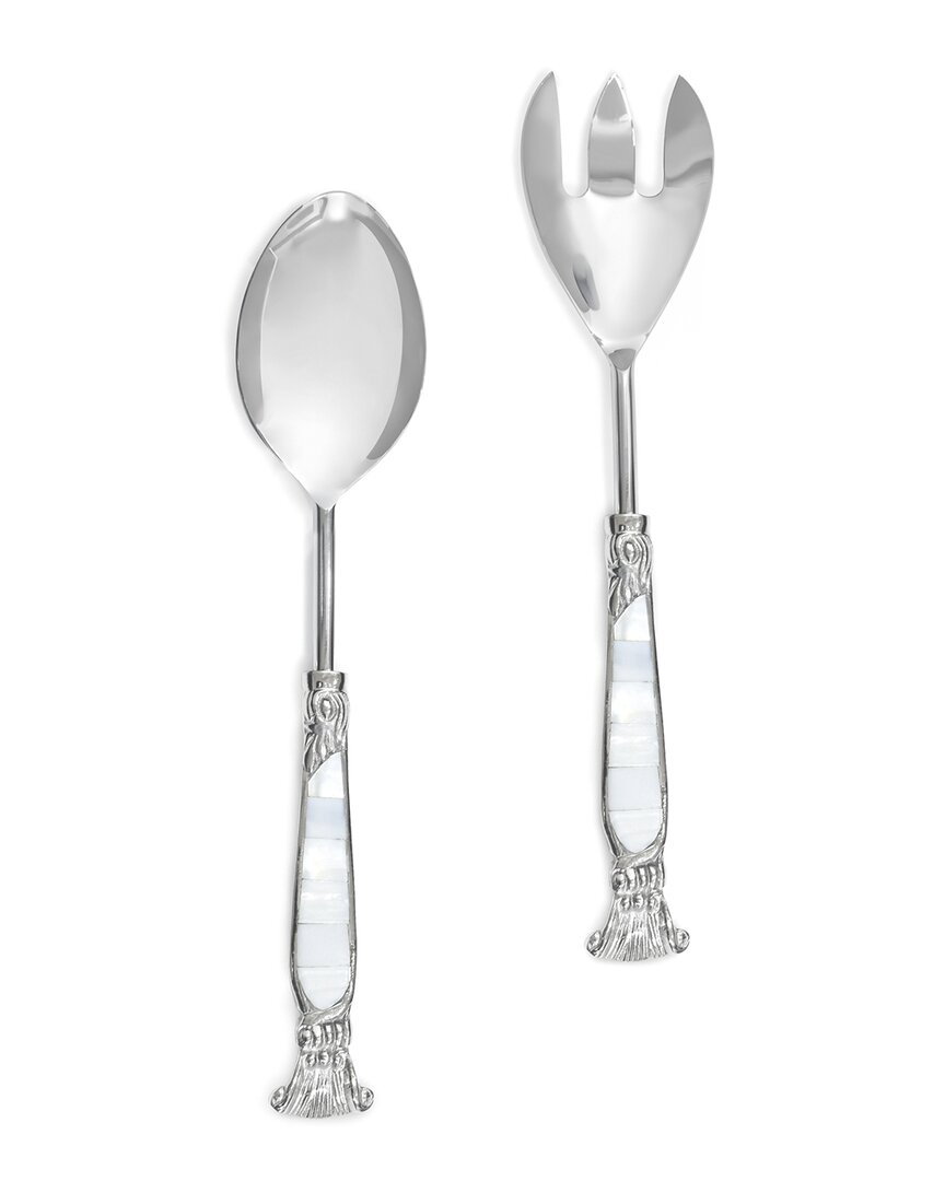 Tiramisu Pearlized Salad Server Set In Ivory