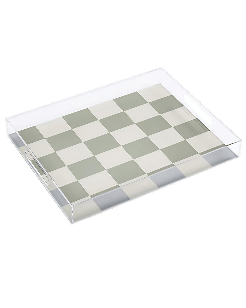 Society6 Checkered Acrylic Tray In Green