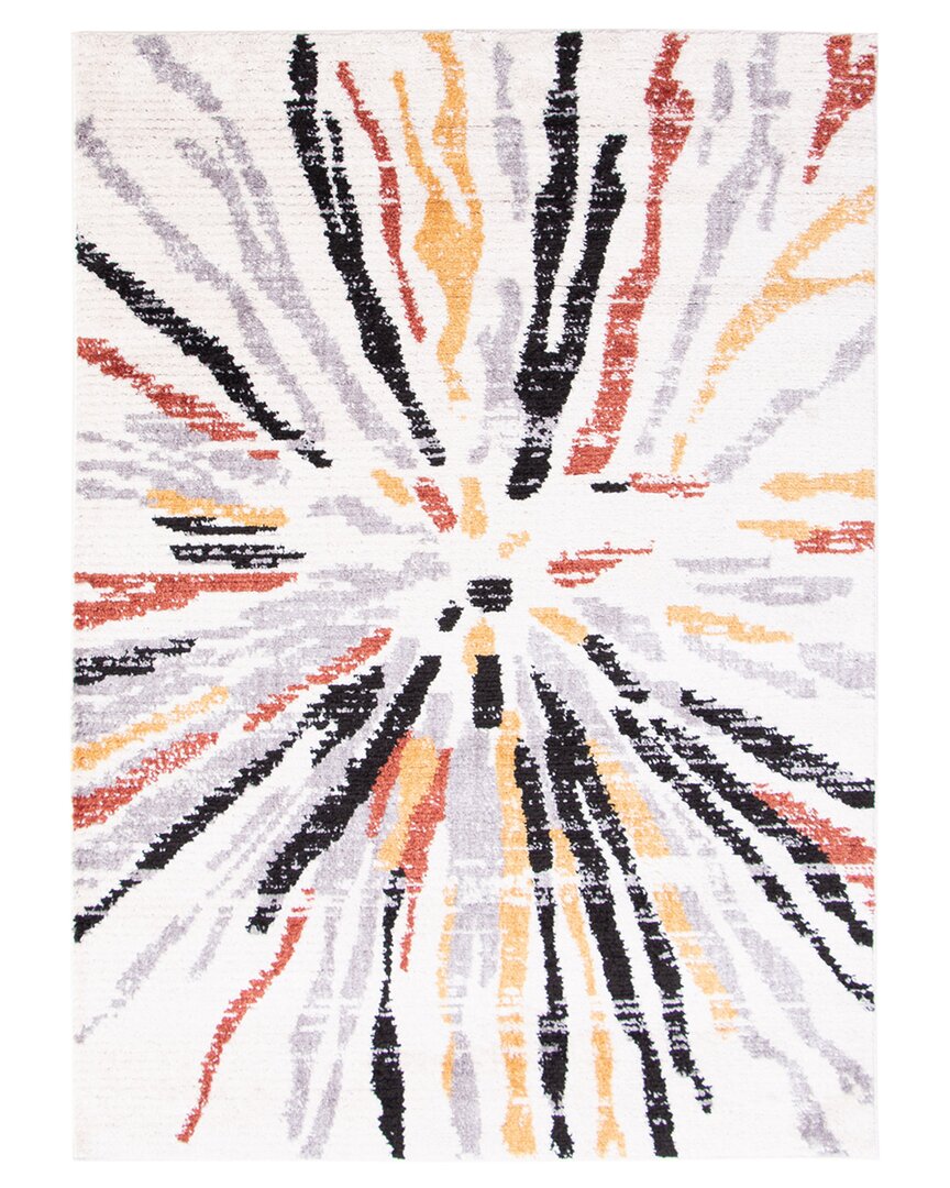 Ecarpet Moroccan Sunburst Contemporary Abstract Rug In White