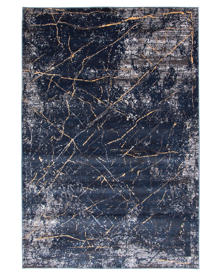 Ecarpet Midnight Marble Modern Abstract Rug In Blue