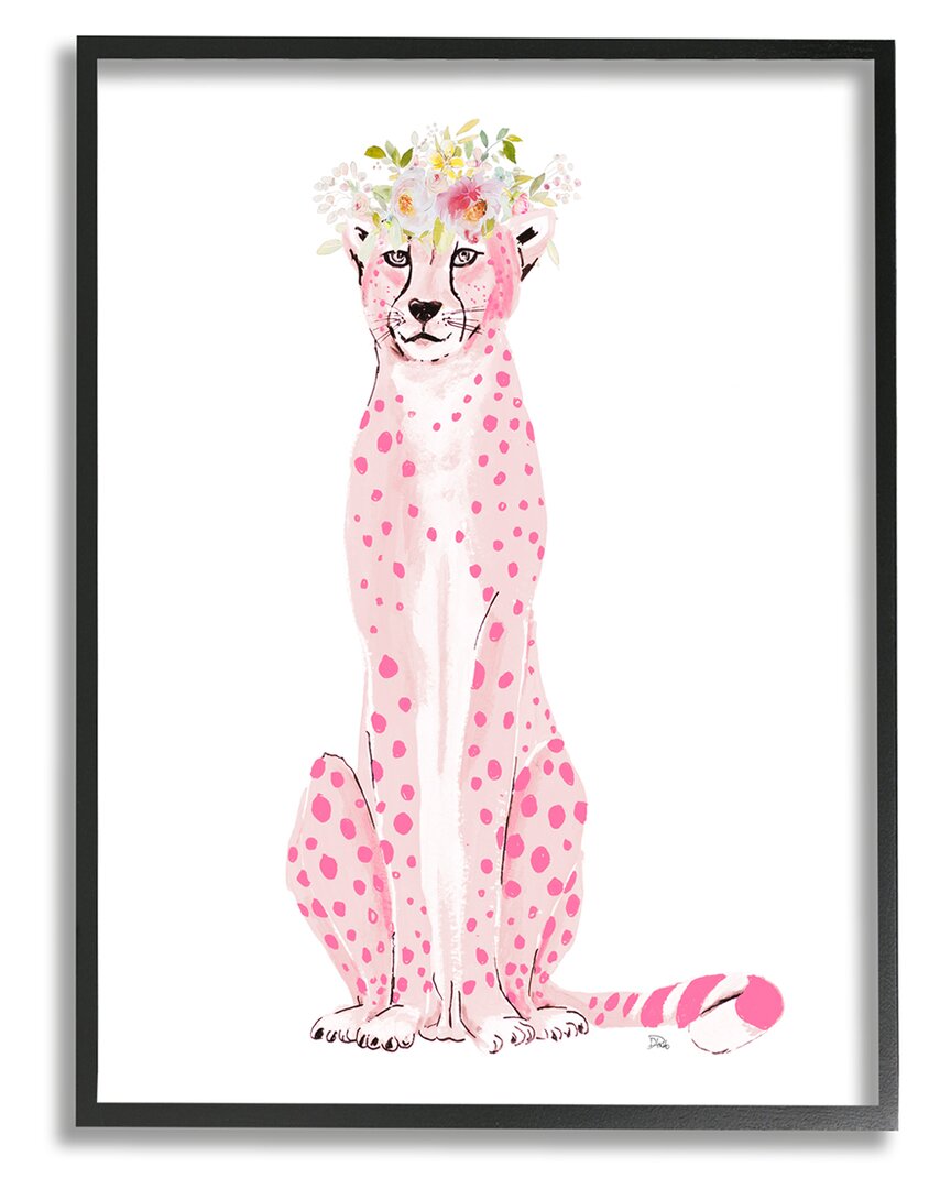 Stupell Pink Leopard Floral Garland Framed Giclee Wall Art By Patricia Pinto