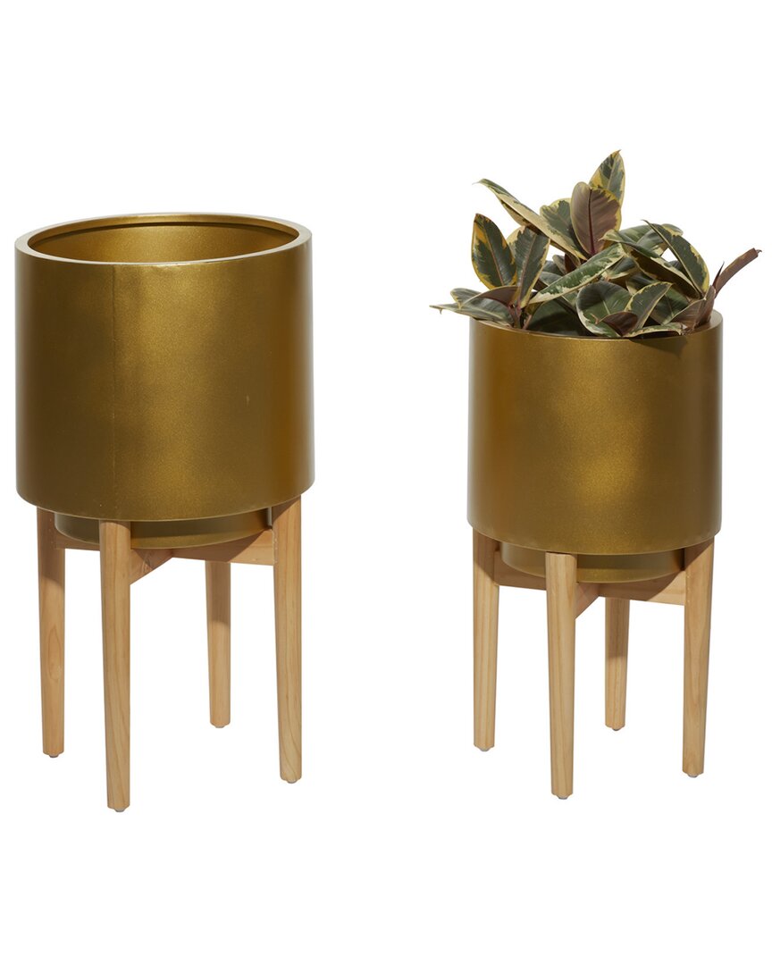 Cosmoliving By Cosmopolitan Set Of 2 Planters In Gold