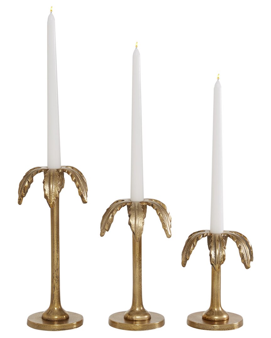 Peyton Lane Set Of 3 Glam Candle Holders In Gold