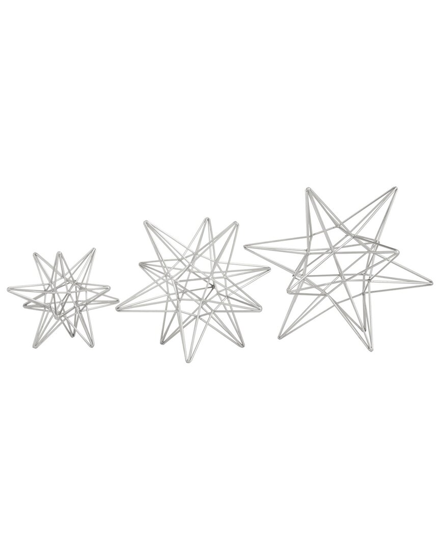 Cosmoliving By Cosmopolitan Set Of 3 Silver Star Sculptures