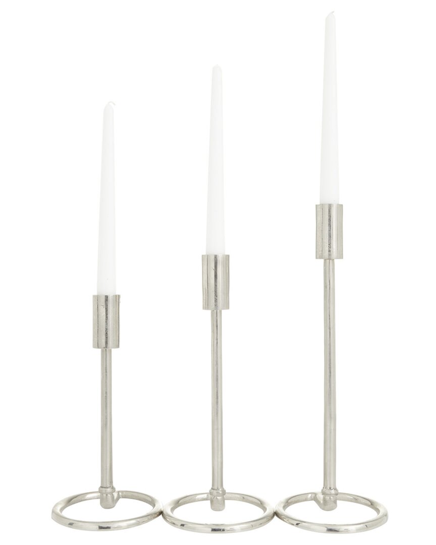 Peyton Lane Set Of 3 Silver Candle Holder