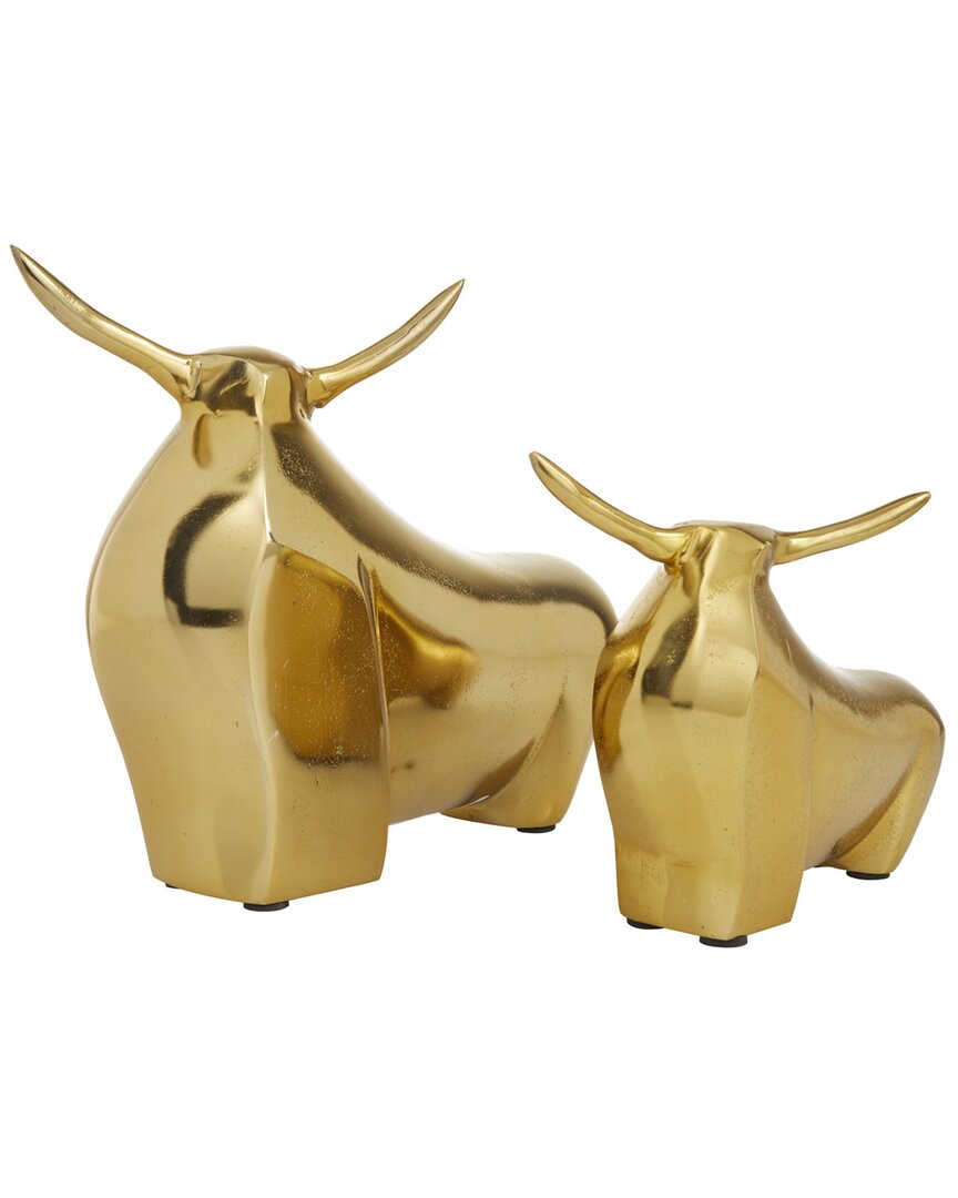 Cosmoliving By Cosmopolitan Contemporary Bull Sculptures In Gold