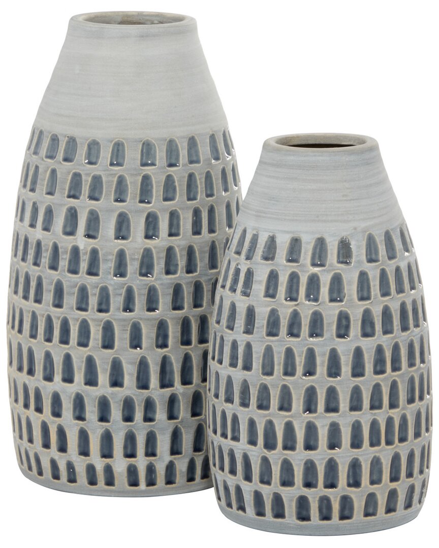 Peyton Lane Set Of 2 Grey Ceramic Vases In Grey