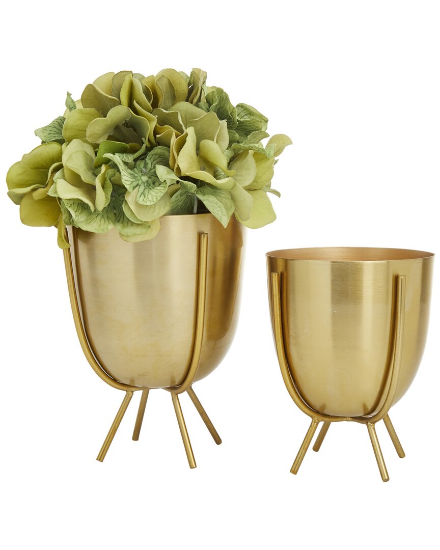 Cosmoliving By Cosmopolitan Contemporary Planter Set In Gold