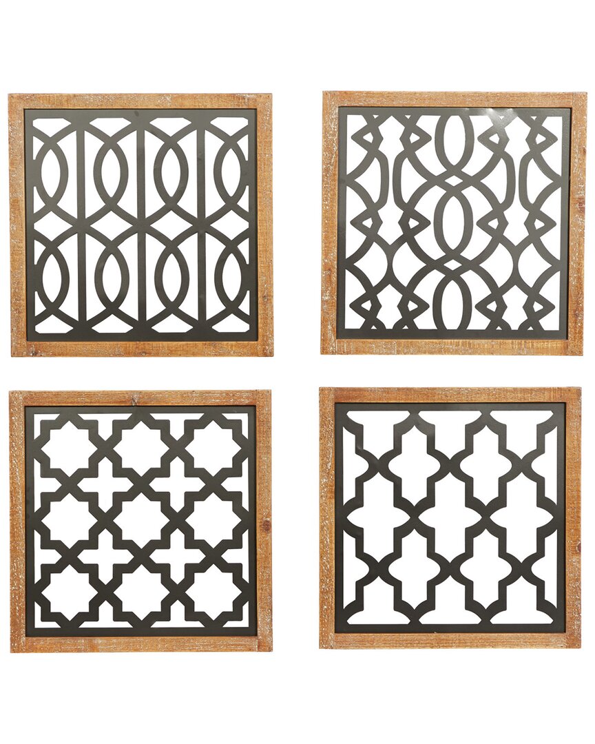 Peyton Lane Set Of 4 Wood Wall Decor In Black