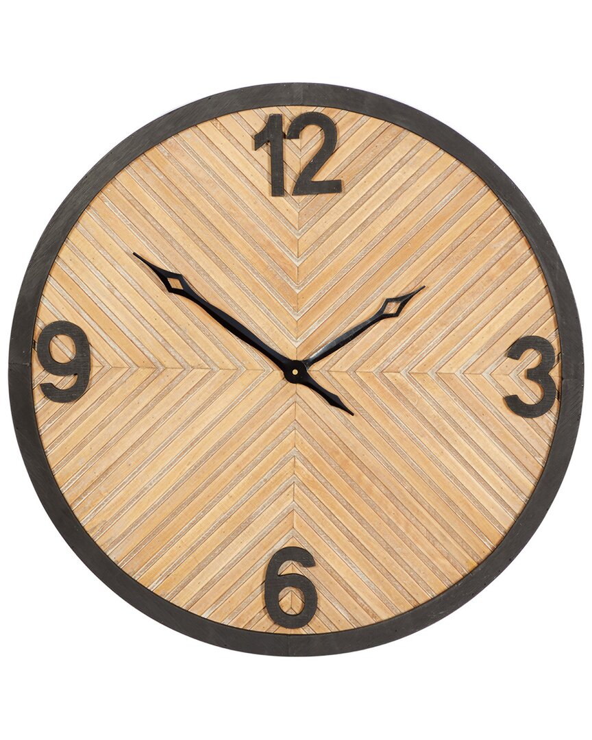 Peyton Lane Brown Wood Industrial Wall Clock