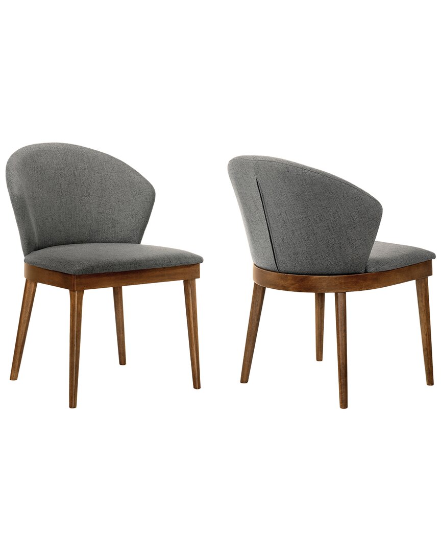 Armen Living Juno Walnut Wood Dining Side Chairs, Set Of 2 In Charcoal