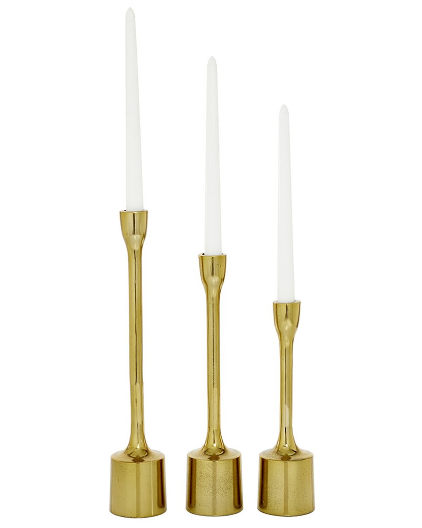 Cosmoliving By Cosmopolitan Set Of 3 Candle Holders In Gold