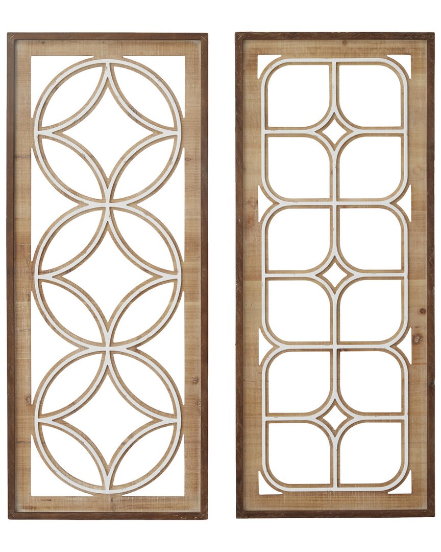 Peyton Lane 2pc Traditional Wood Geometric Wall Decor In Brown