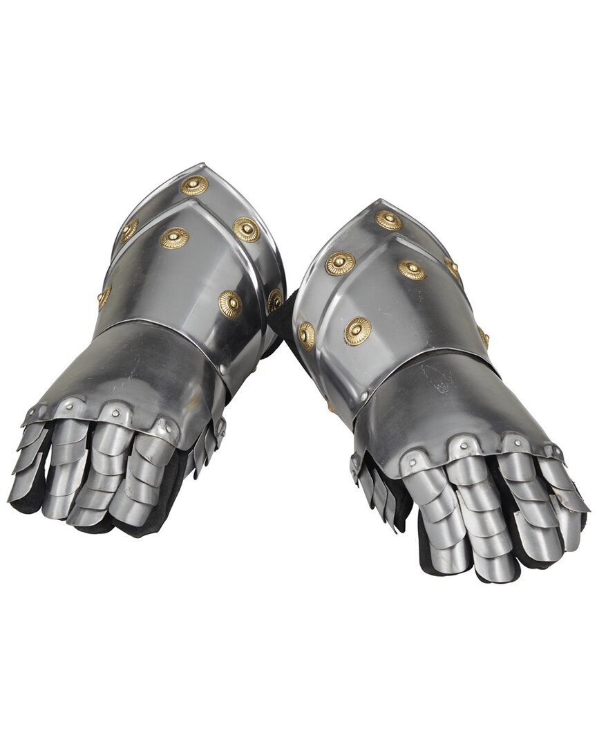 Peyton Lane Set Of 2 Silver Vintage Armor Gloves In Silver