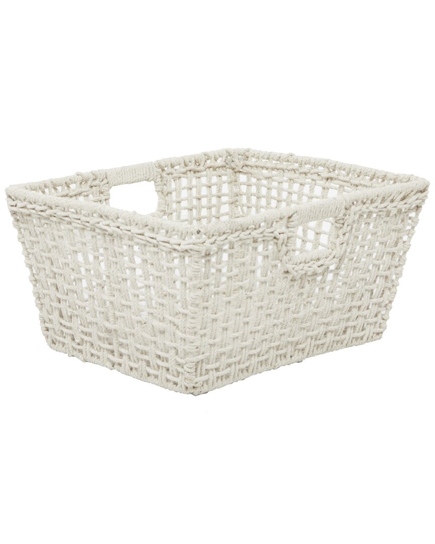Cosmoliving By Cosmopolitan Cotton Bohemian Storage Basket In White