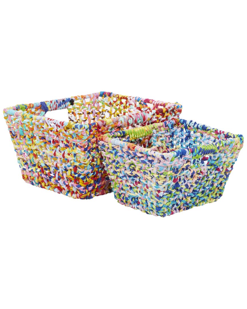 Cosmoliving By Cosmopolitan Set Of 2 Multi Cotton Eclectic Storage Baskets