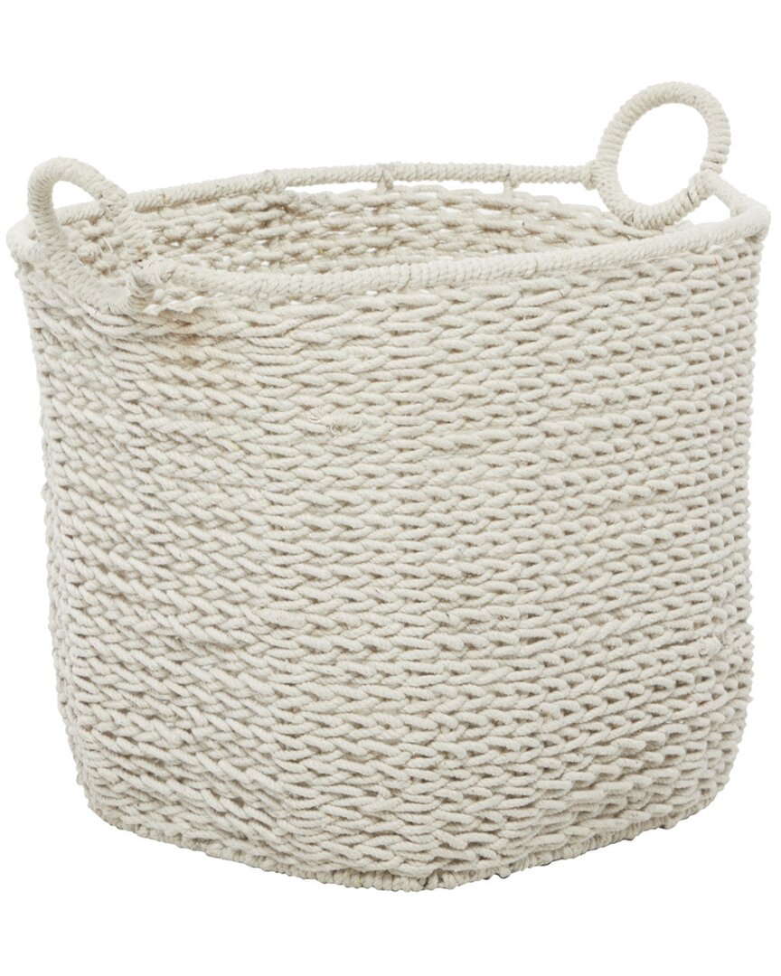 Cosmoliving By Cosmopolitan Cotton Bohemian Storage Basket In White