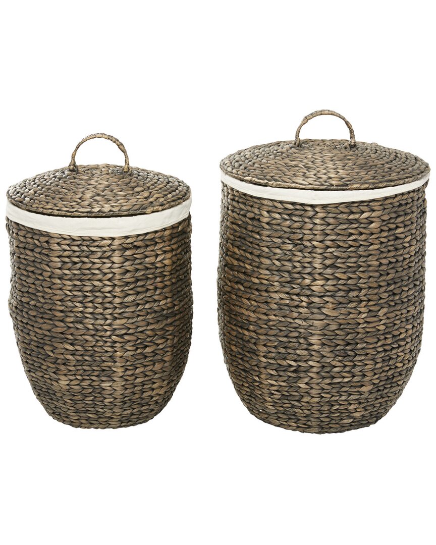 Cosmoliving By Cosmopolitan Set Of 2 Brown Sea Grass Traditional Storage Baskets