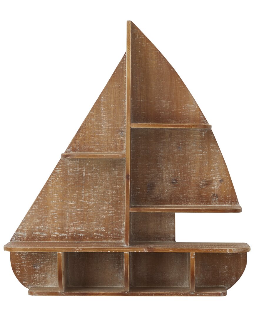 Peyton Lane Brown Wood Nautical Wall Shelf