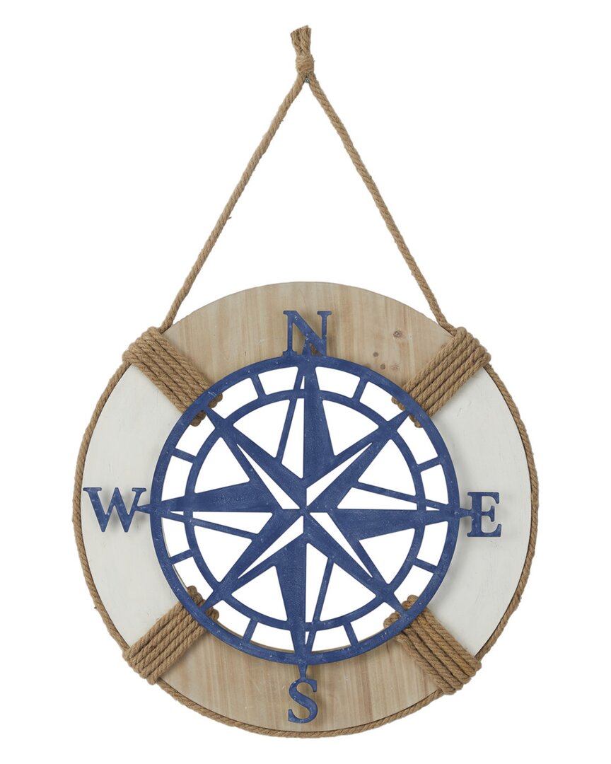 Peyton Lane Blue Wood Nautical Ship Wheel Wall Decor